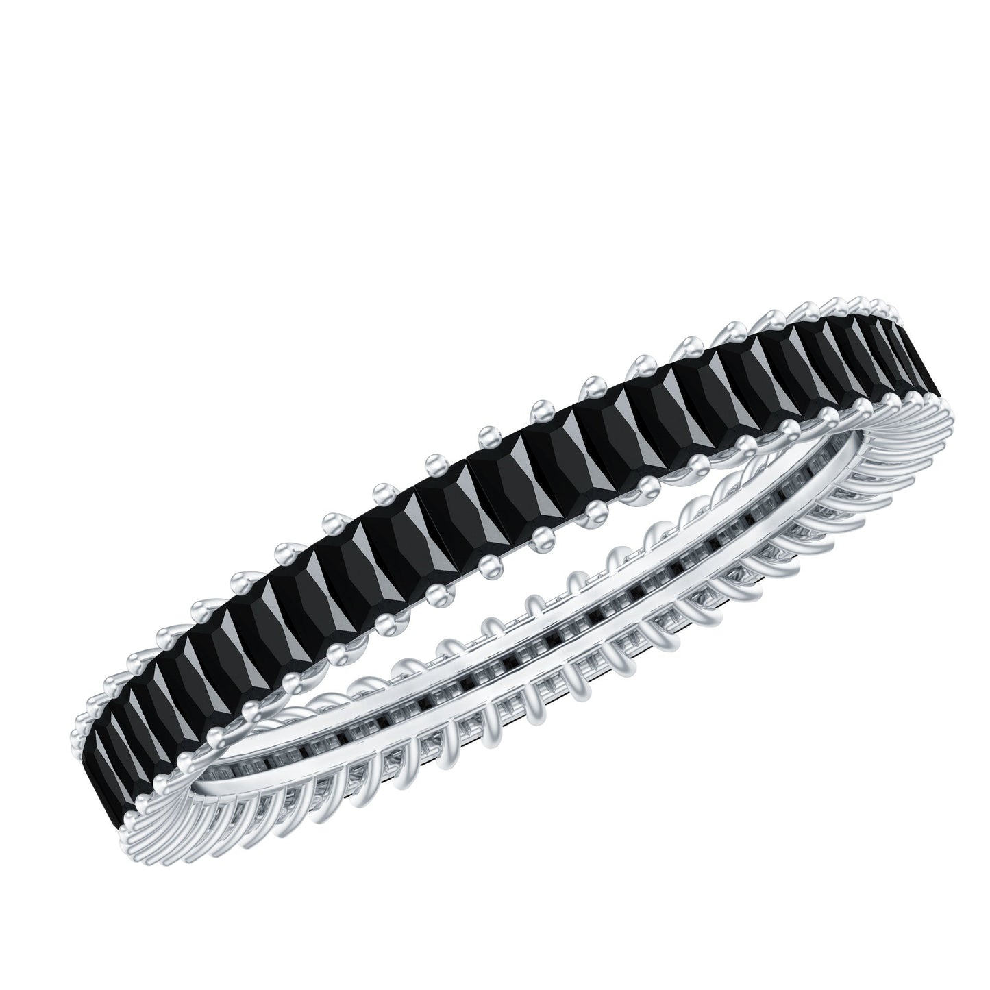 Certified Baguette Lab Grown Black Diamond Eternity Ring for Anniversary