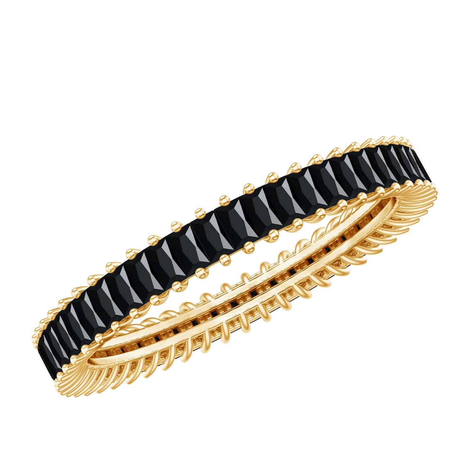 Certified Baguette Lab Grown Black Diamond Eternity Ring for Anniversary