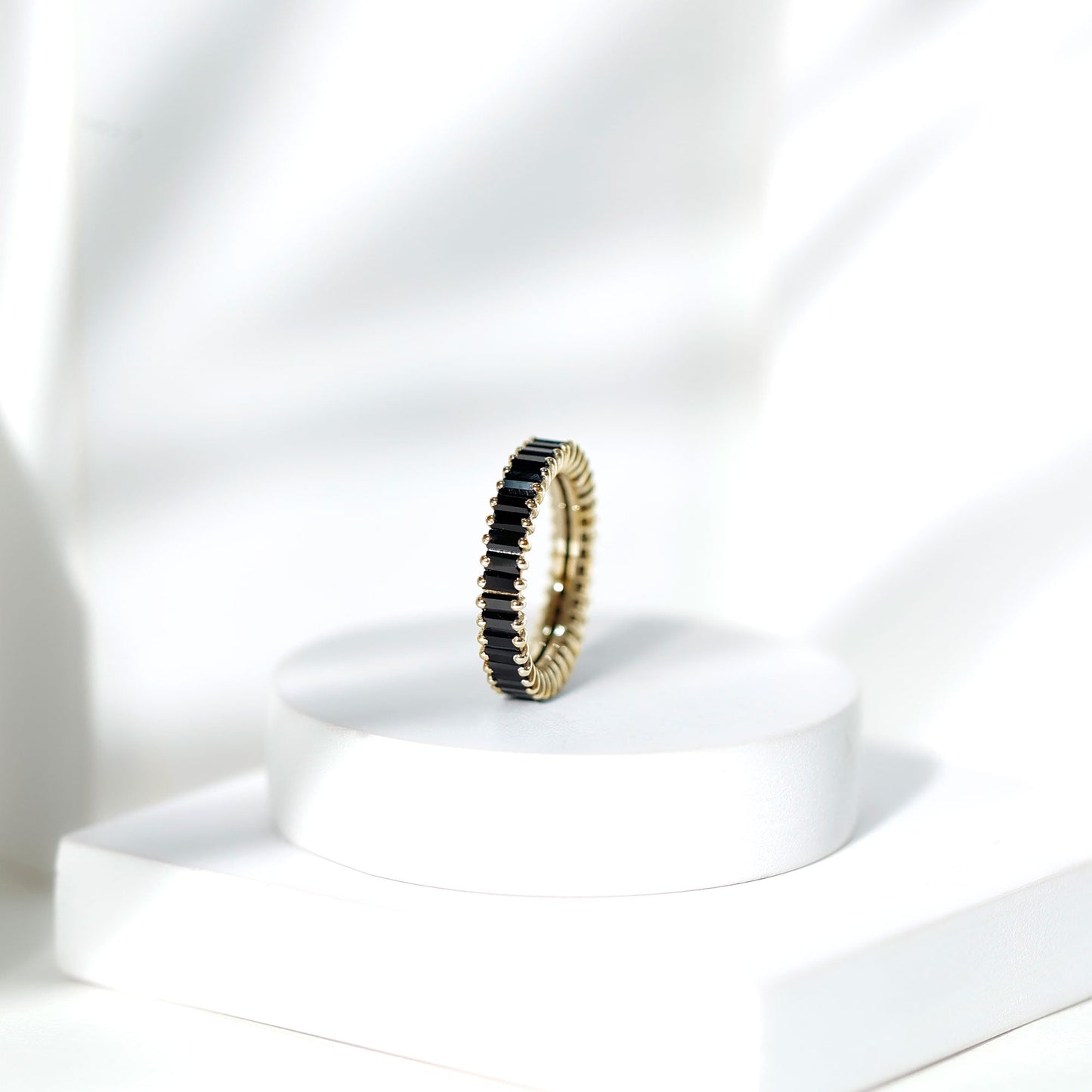 Certified Baguette Lab Grown Black Diamond Eternity Ring for Anniversary