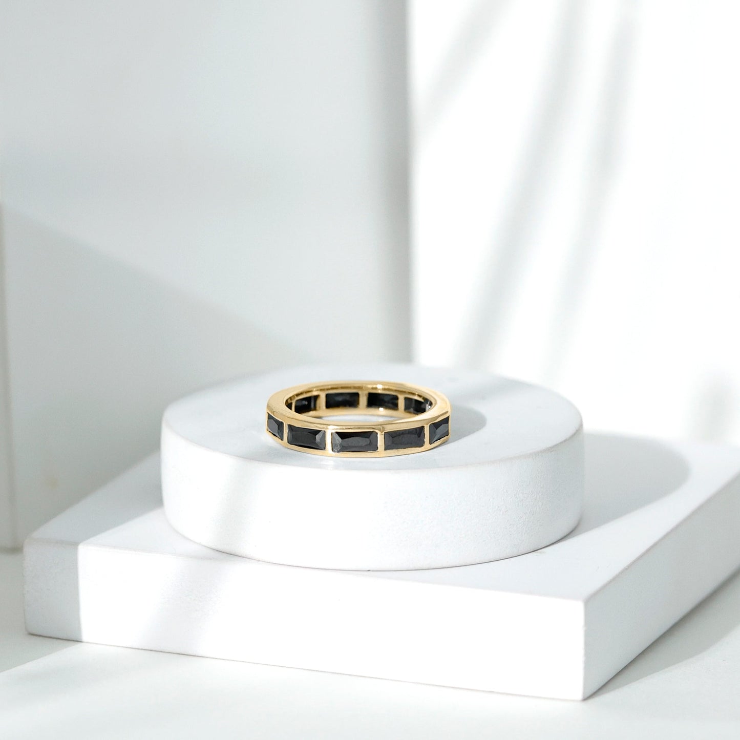 Baguette Cut Lab Grown Black Diamond Eternity Band Ring
