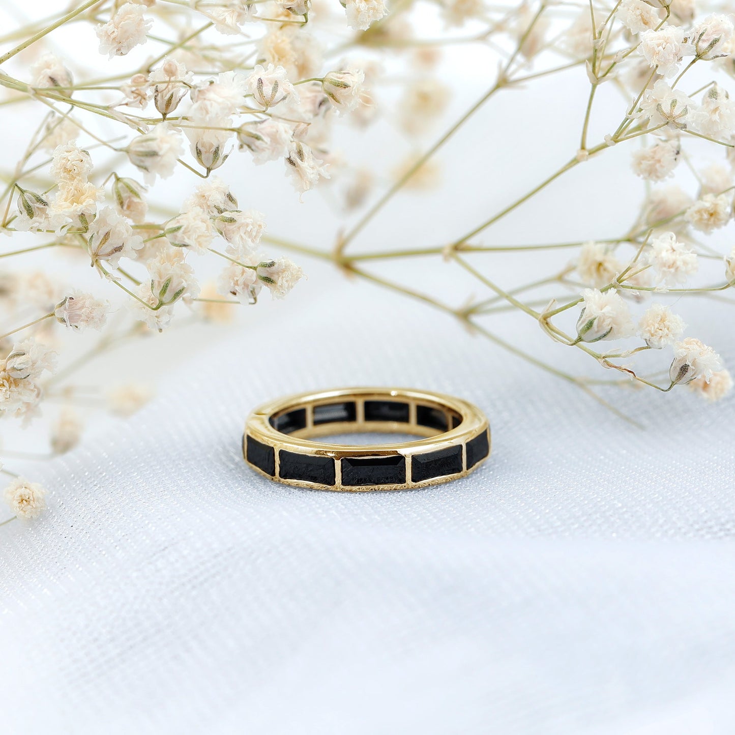 Baguette Cut Lab Grown Black Diamond Eternity Band Ring