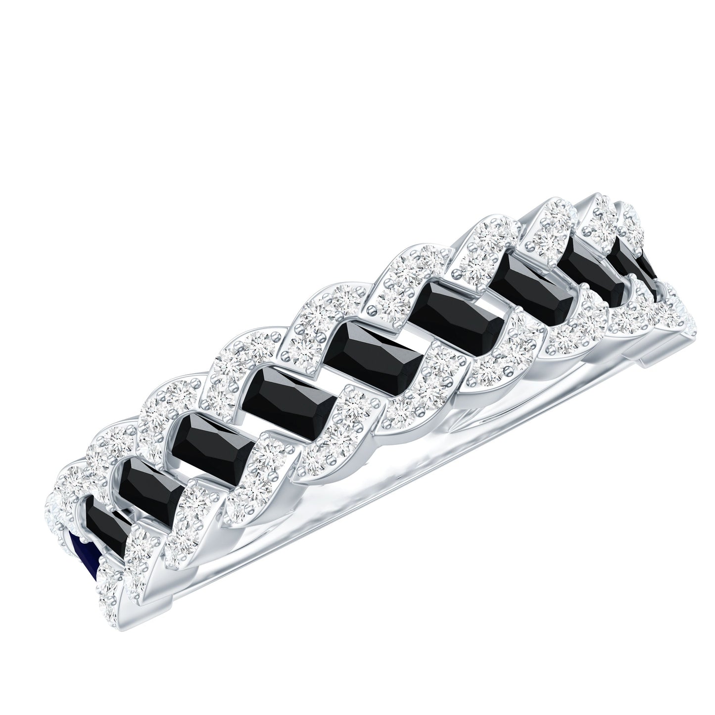 Certified Lab Grown Black and White Diamond Half Eternity Band Ring for Anniversary