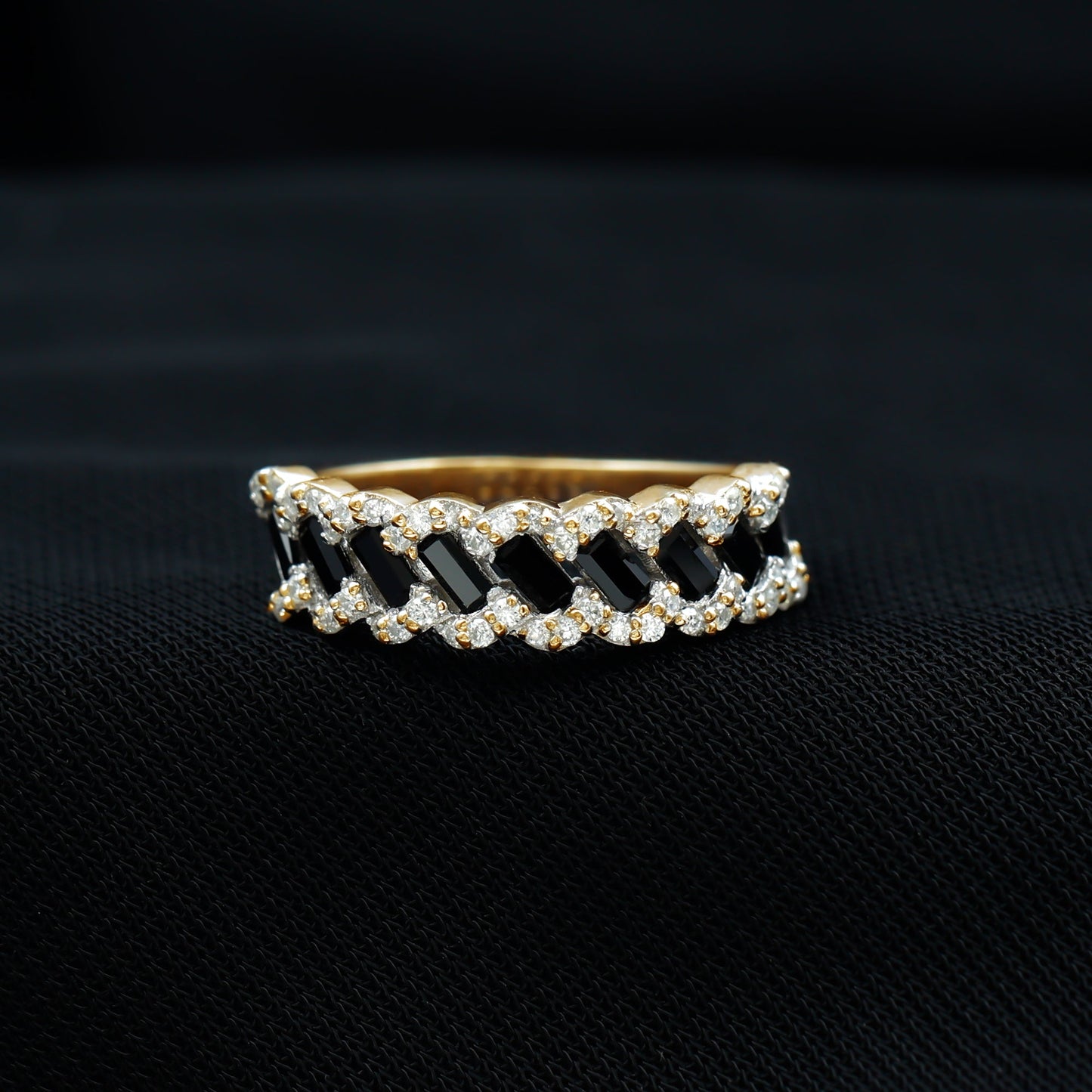 Certified Lab Grown Black and White Diamond Half Eternity Band Ring for Anniversary