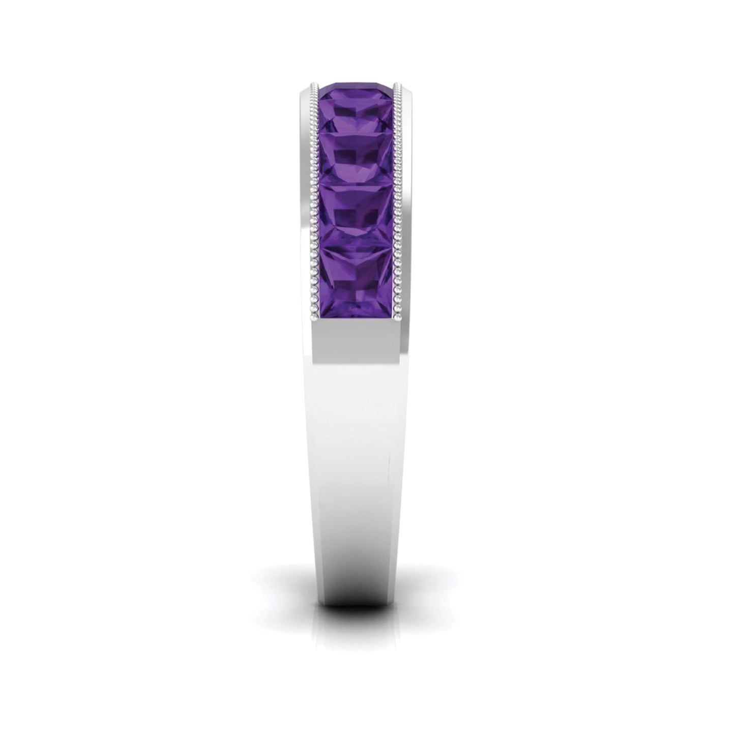 Natural Princess Cut Amethyst Half Eternity Ring for Women