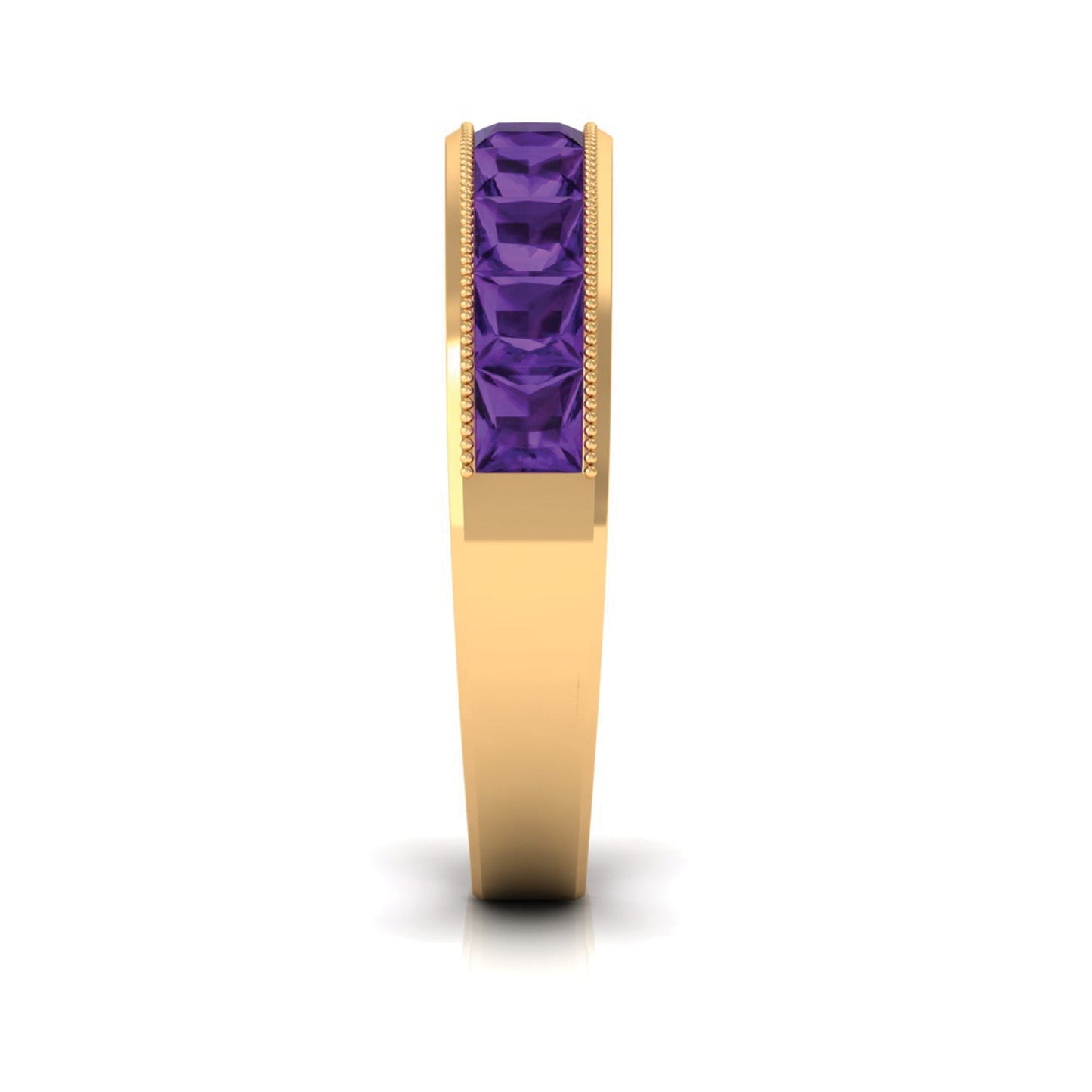 Natural Princess Cut Amethyst Half Eternity Ring for Women