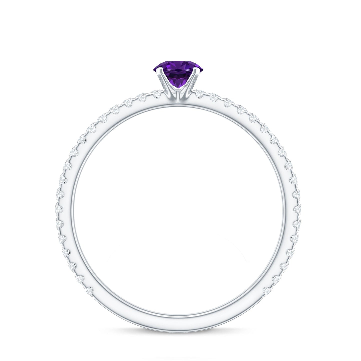 Real Amethyst Diamond Promise Ring for Women