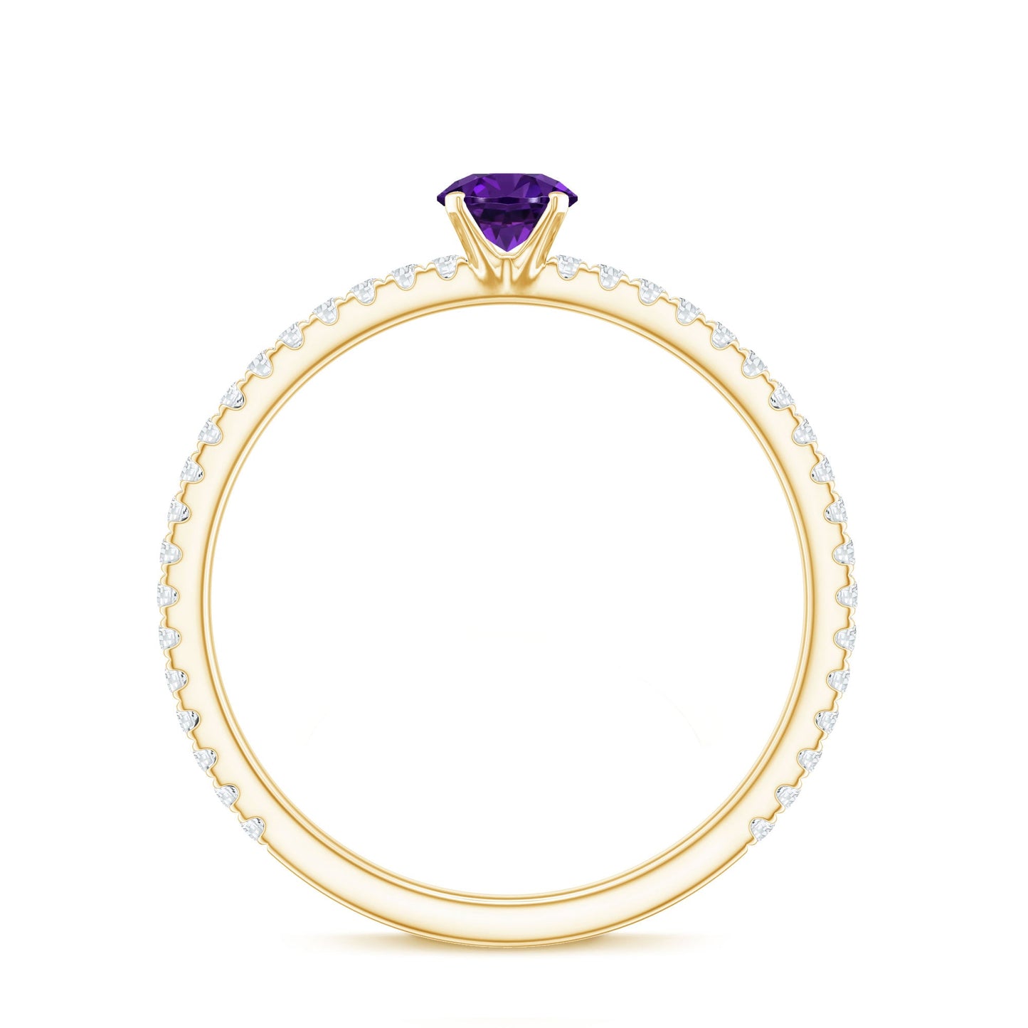 Real Amethyst Diamond Promise Ring for Women