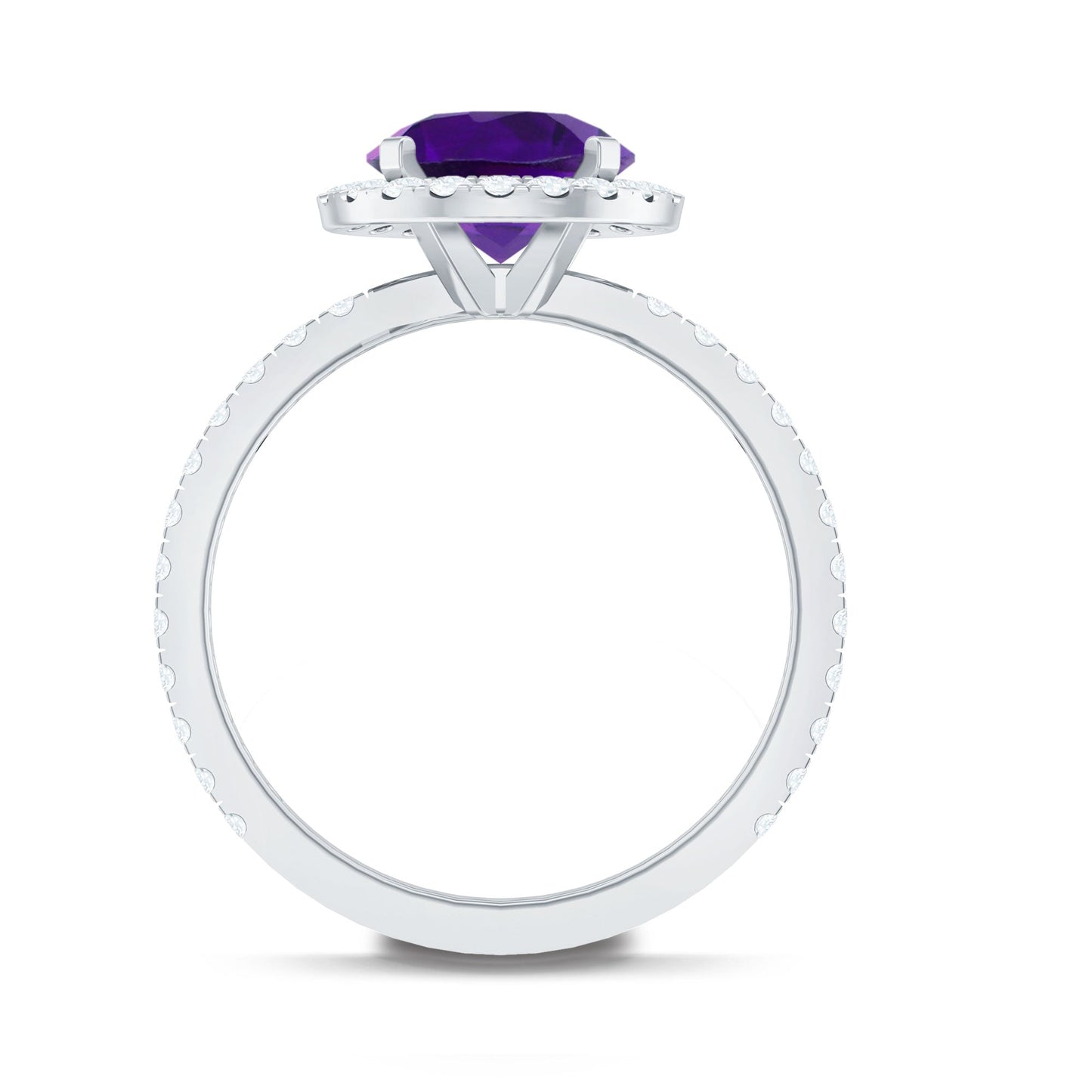 Certified Real 2 Carat Amethyst Engagement Ring with Moissanite Halo