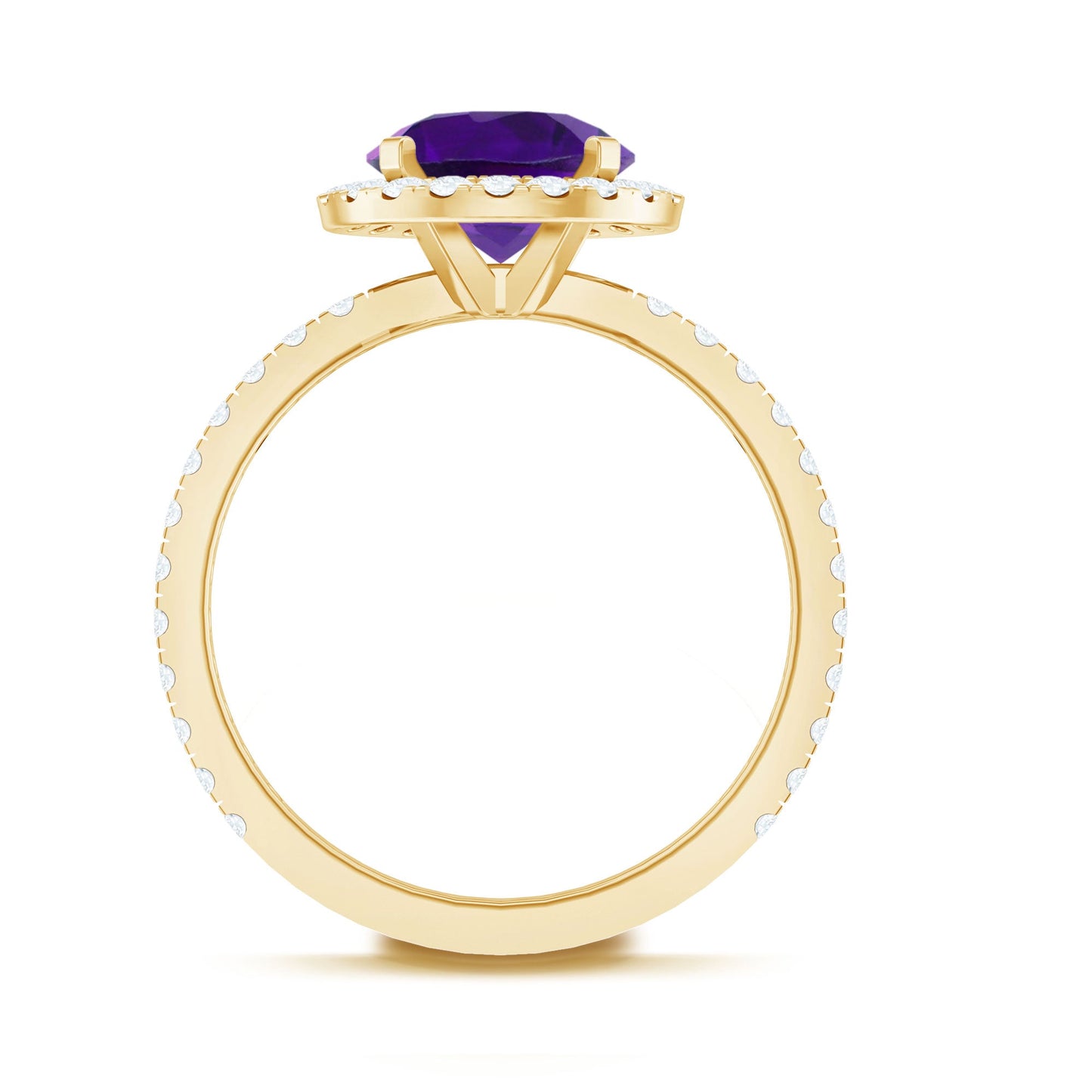 Certified Real 2 Carat Amethyst Engagement Ring with Moissanite Halo