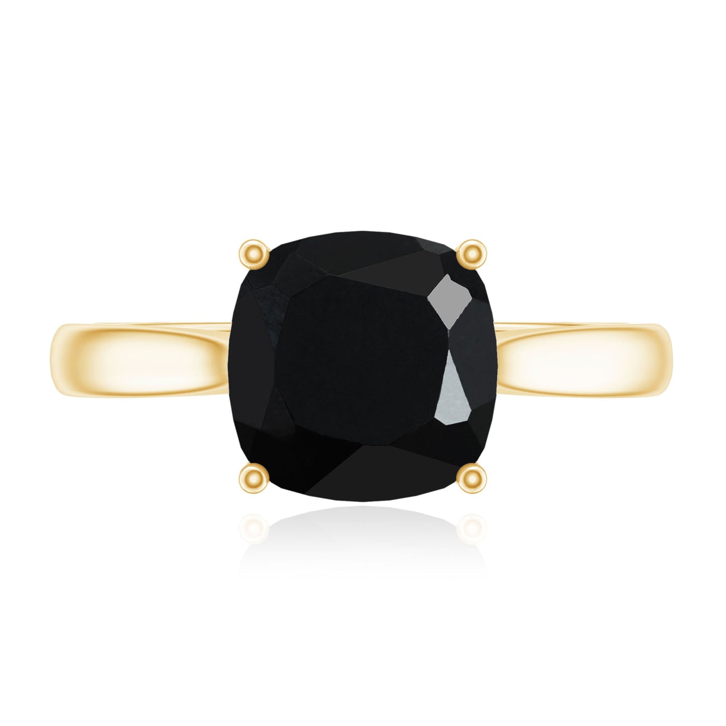 2 Carat Cushion Cut Black Spinel Solitaire Engagement Ring