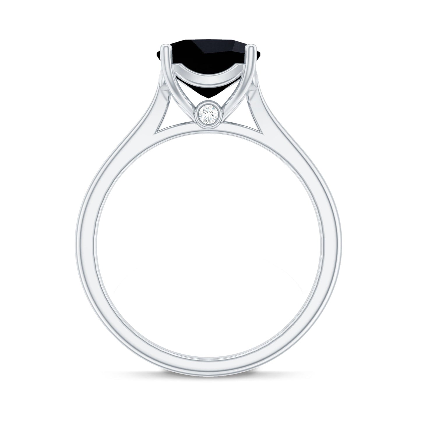 2 Carat Cushion Cut Black Onyx Solitaire Engagement Ring