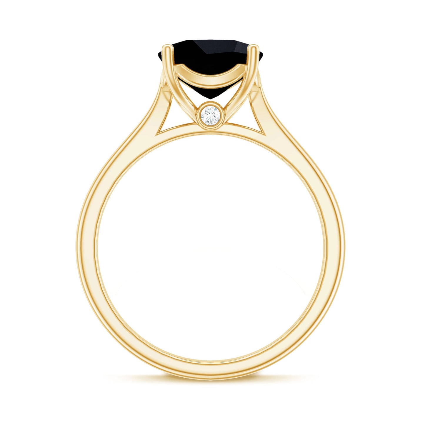 2 Carat Cushion Cut Black Onyx Solitaire Engagement Ring