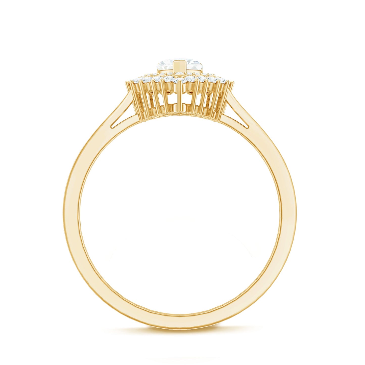 Certified Real 0.27 Carat Diamond Heart Engagement Ring with Double Halo