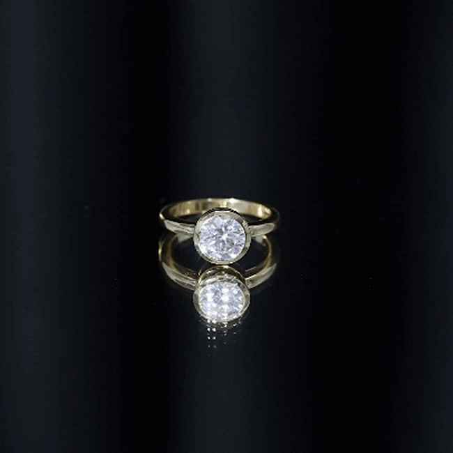 Bezel Set Moissanite Solitaire Ring For Engagement