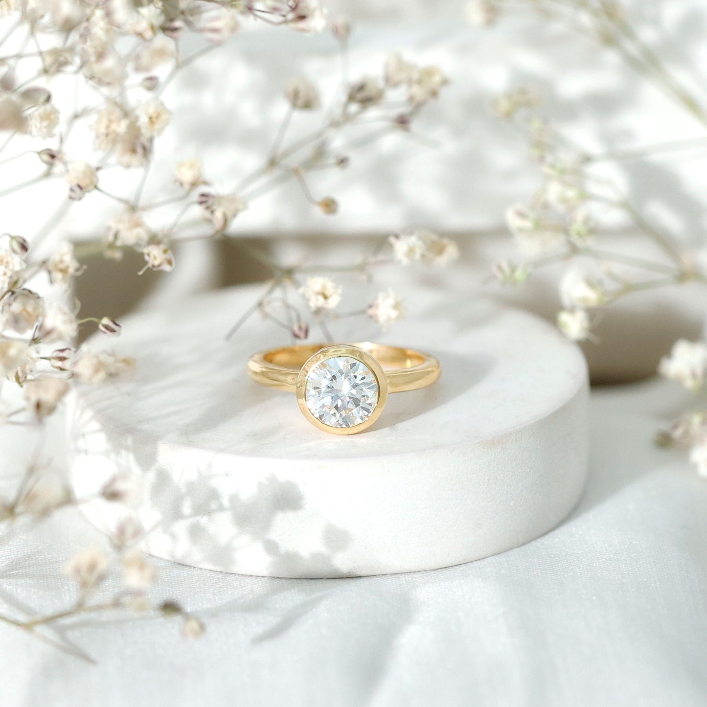 Bezel Set Moissanite Solitaire Ring For Engagement