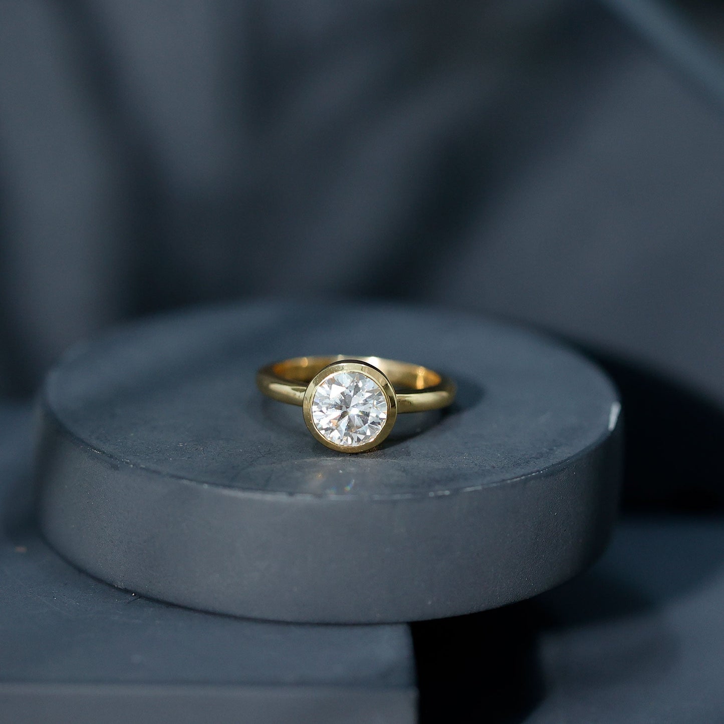 Bezel Set Moissanite Solitaire Ring For Engagement