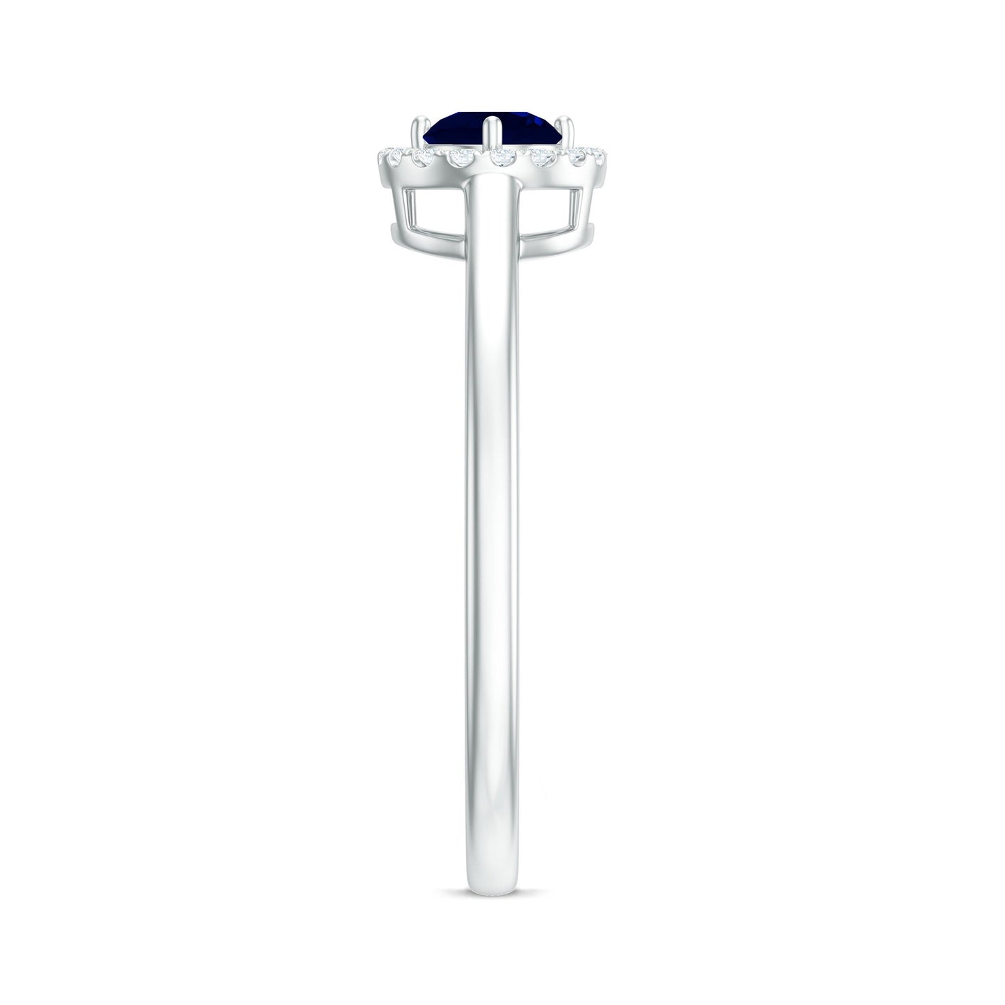 Dainty Blue Sapphire and Diamond Floating Halo Ring