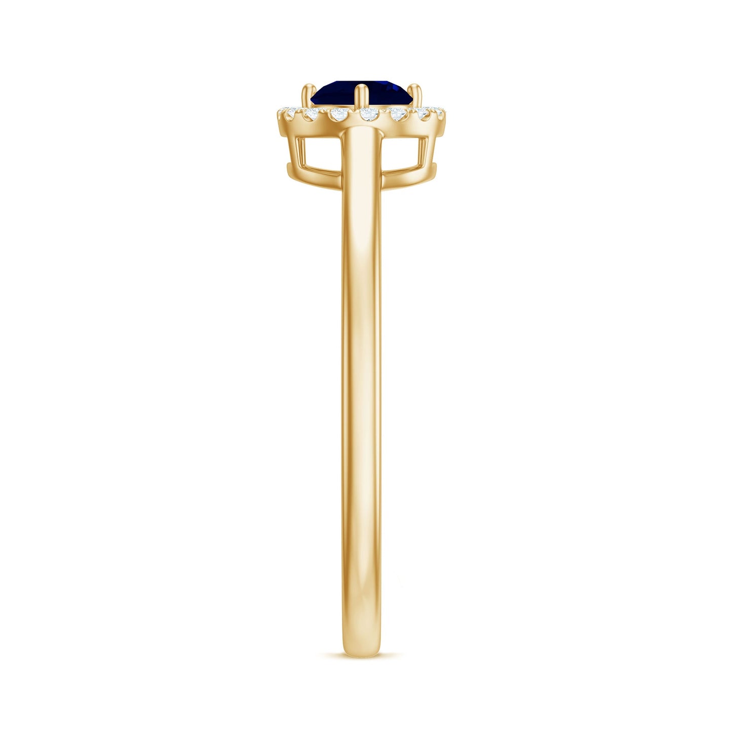 Dainty Blue Sapphire and Diamond Floating Halo Ring