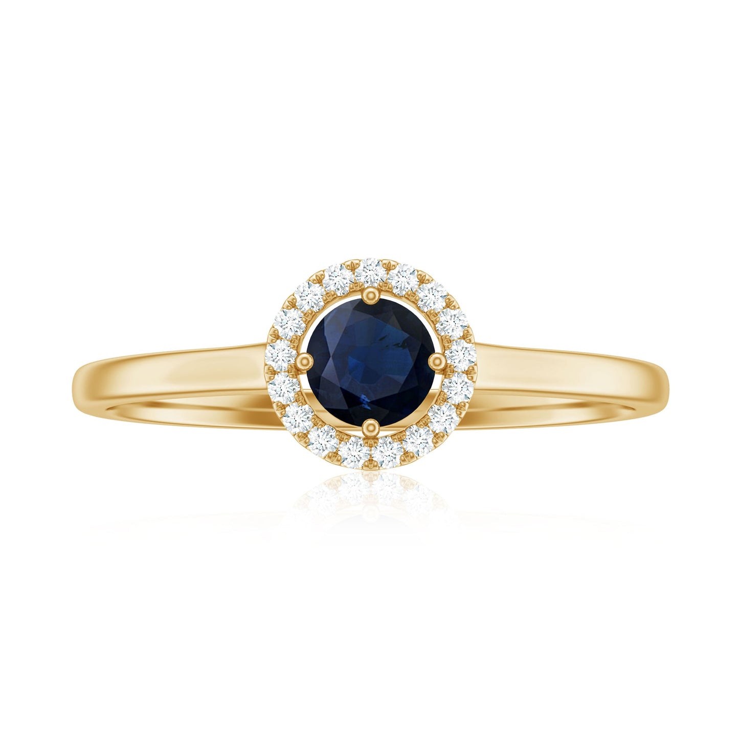Dainty Blue Sapphire and Diamond Floating Halo Ring