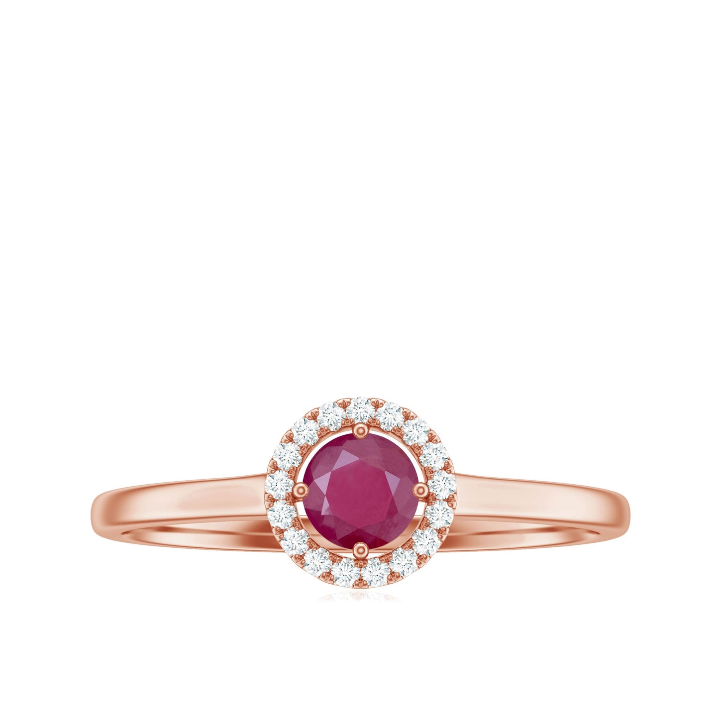 Genuine Ruby Promise Ring with Diamond Halo