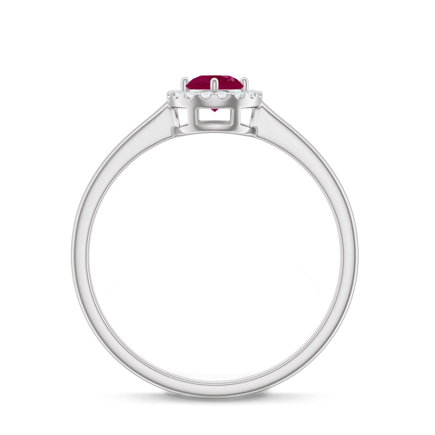 Genuine Ruby Promise Ring with Diamond Halo