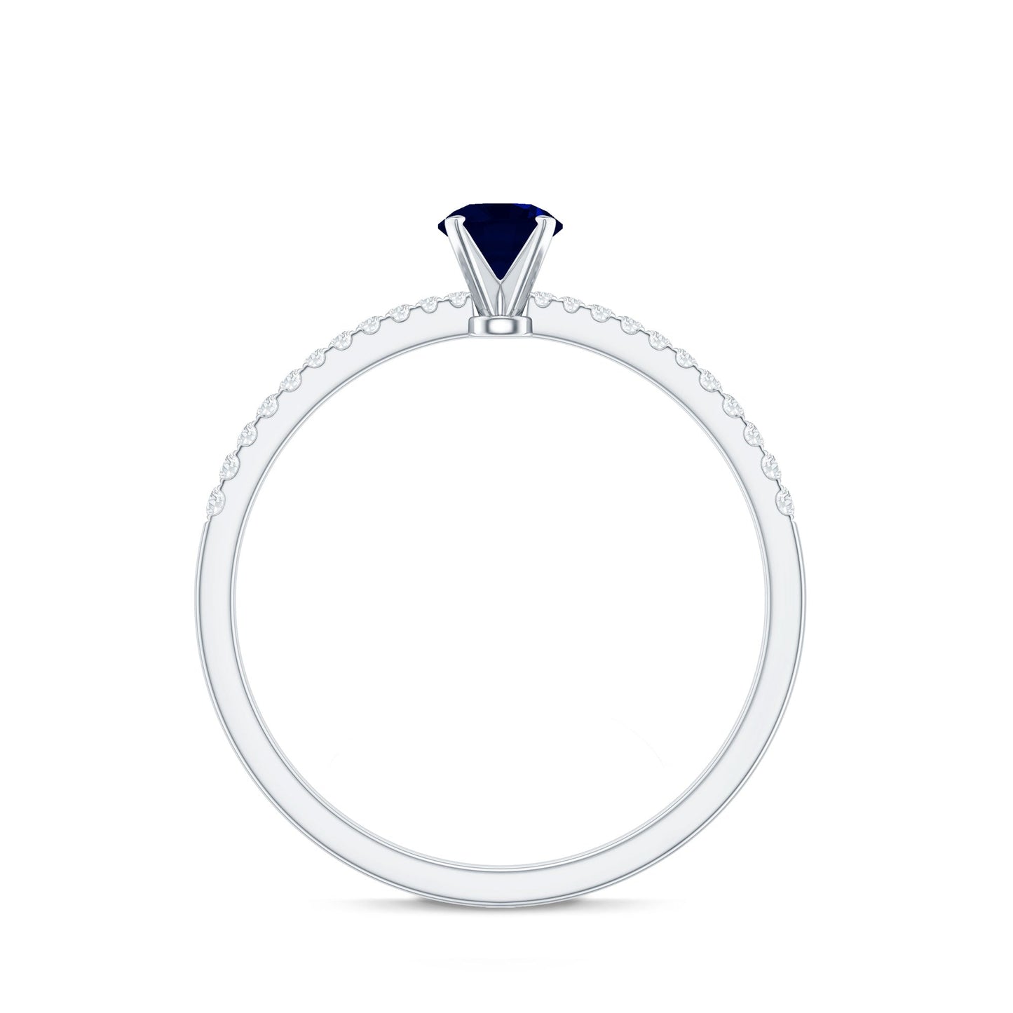 Real 0.9 Carat Blue Sapphire Promise Ring with Diamonds