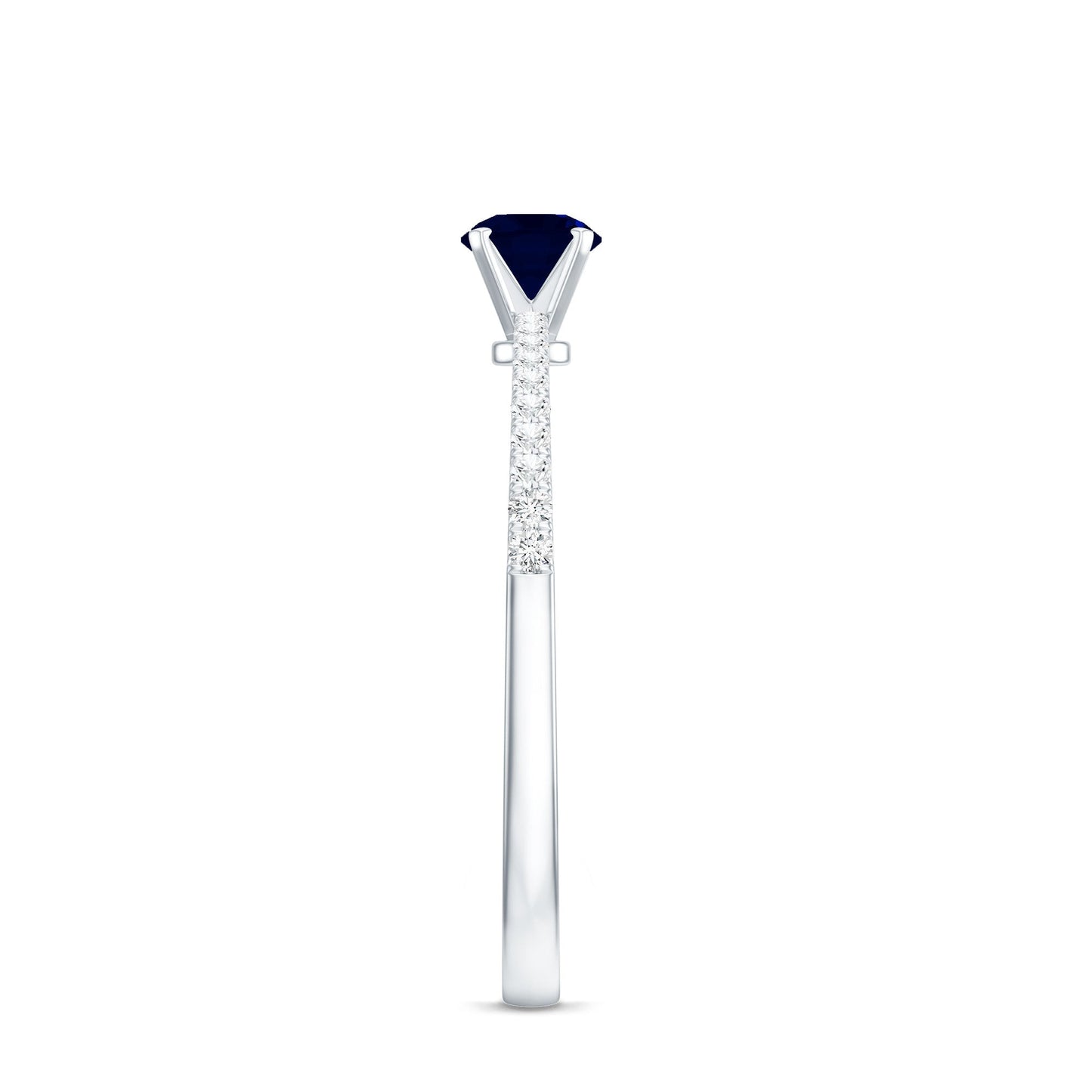 Real 0.9 Carat Blue Sapphire Promise Ring with Diamonds