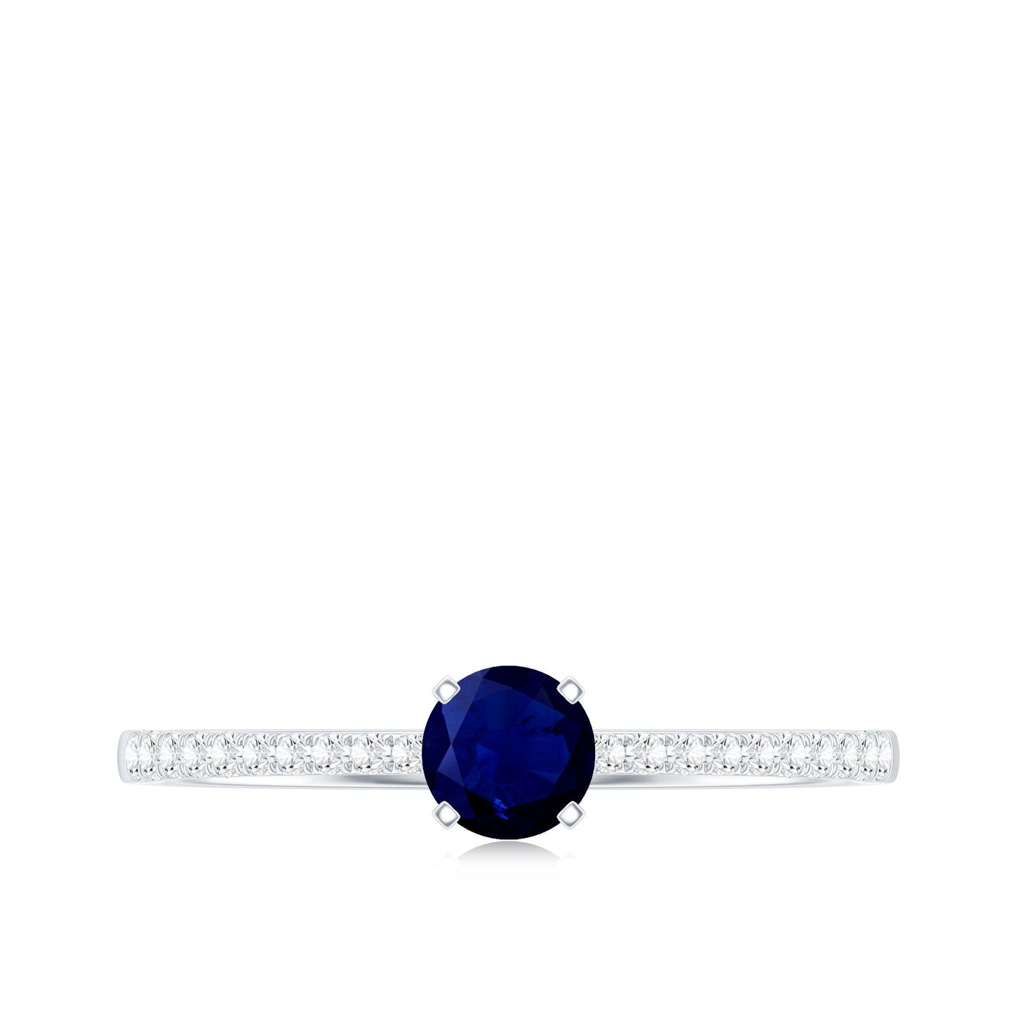 Real 0.9 Carat Blue Sapphire Promise Ring with Diamonds