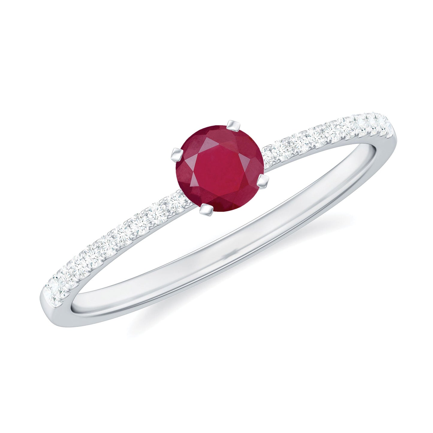 Natural 0.6 Carat Ruby Promise Ring with Diamond