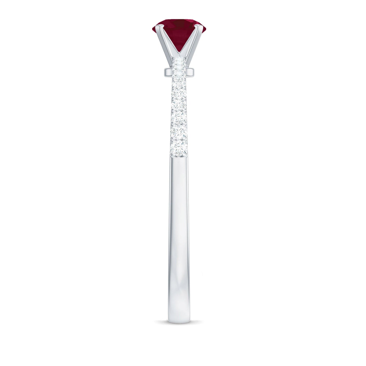 Natural 0.6 Carat Ruby Promise Ring with Diamond
