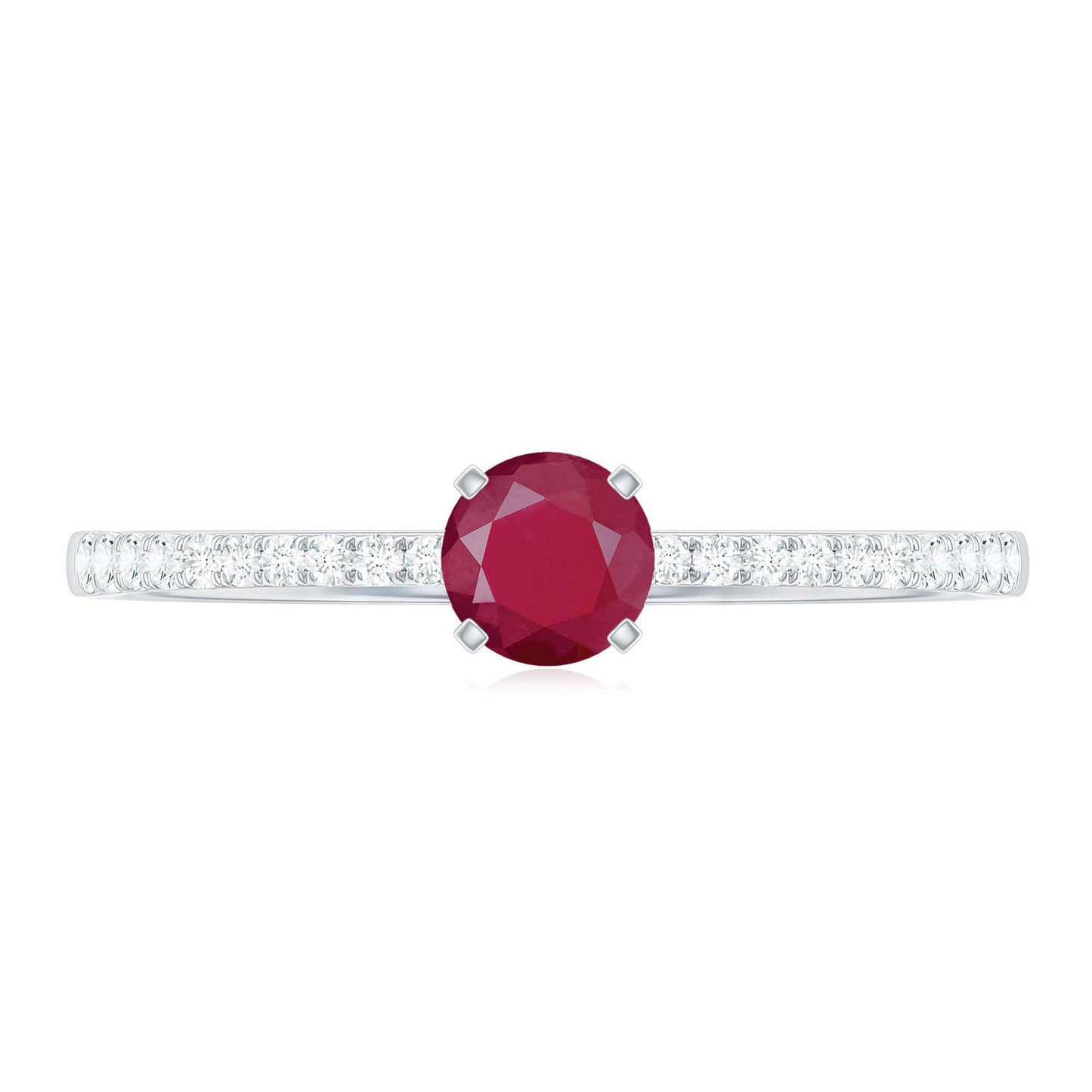 Natural 0.6 Carat Ruby Promise Ring with Diamond
