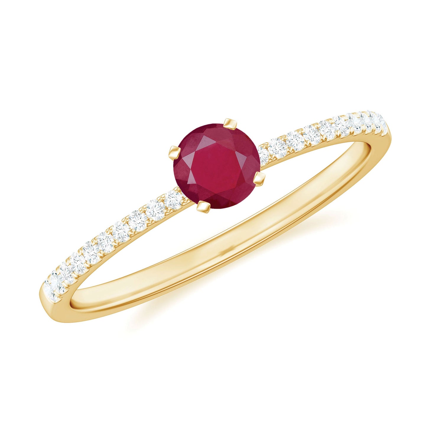 Natural 0.6 Carat Ruby Promise Ring with Diamond