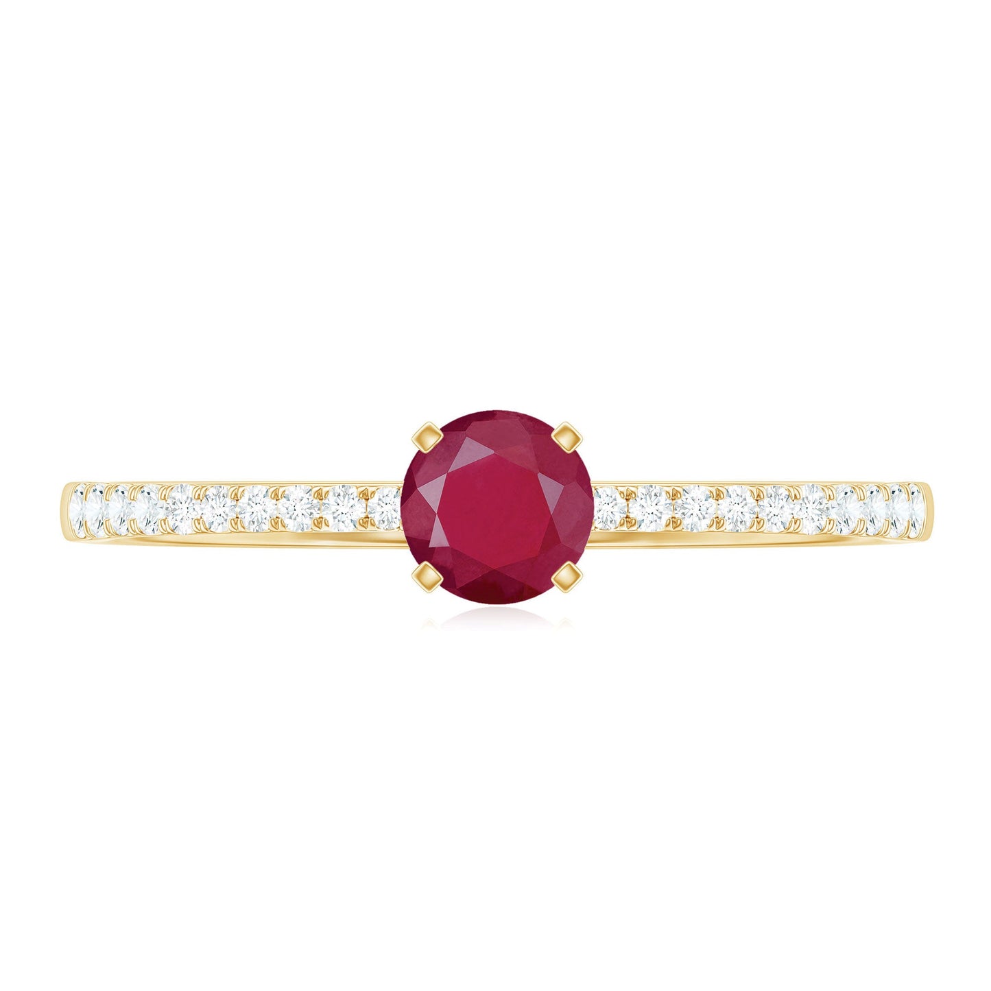 Natural 0.6 Carat Ruby Promise Ring with Diamond