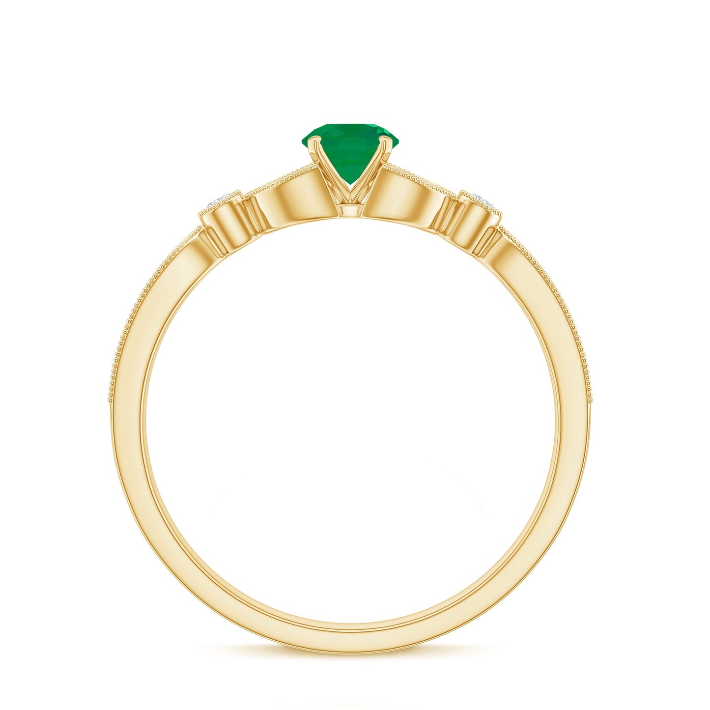 Natural Emerald Vintage Inspired Engagement Ring with Diamond