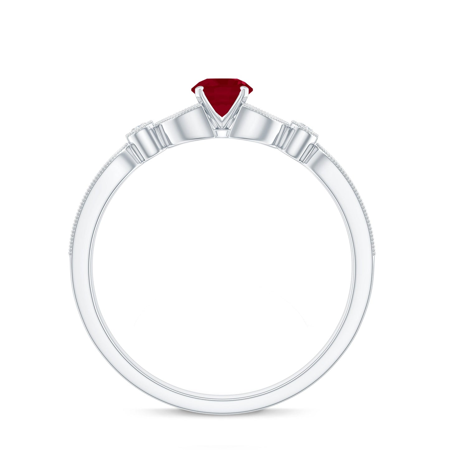 Vintage Style 0.6 Carat Ruby Diamond Engagement Ring for Women
