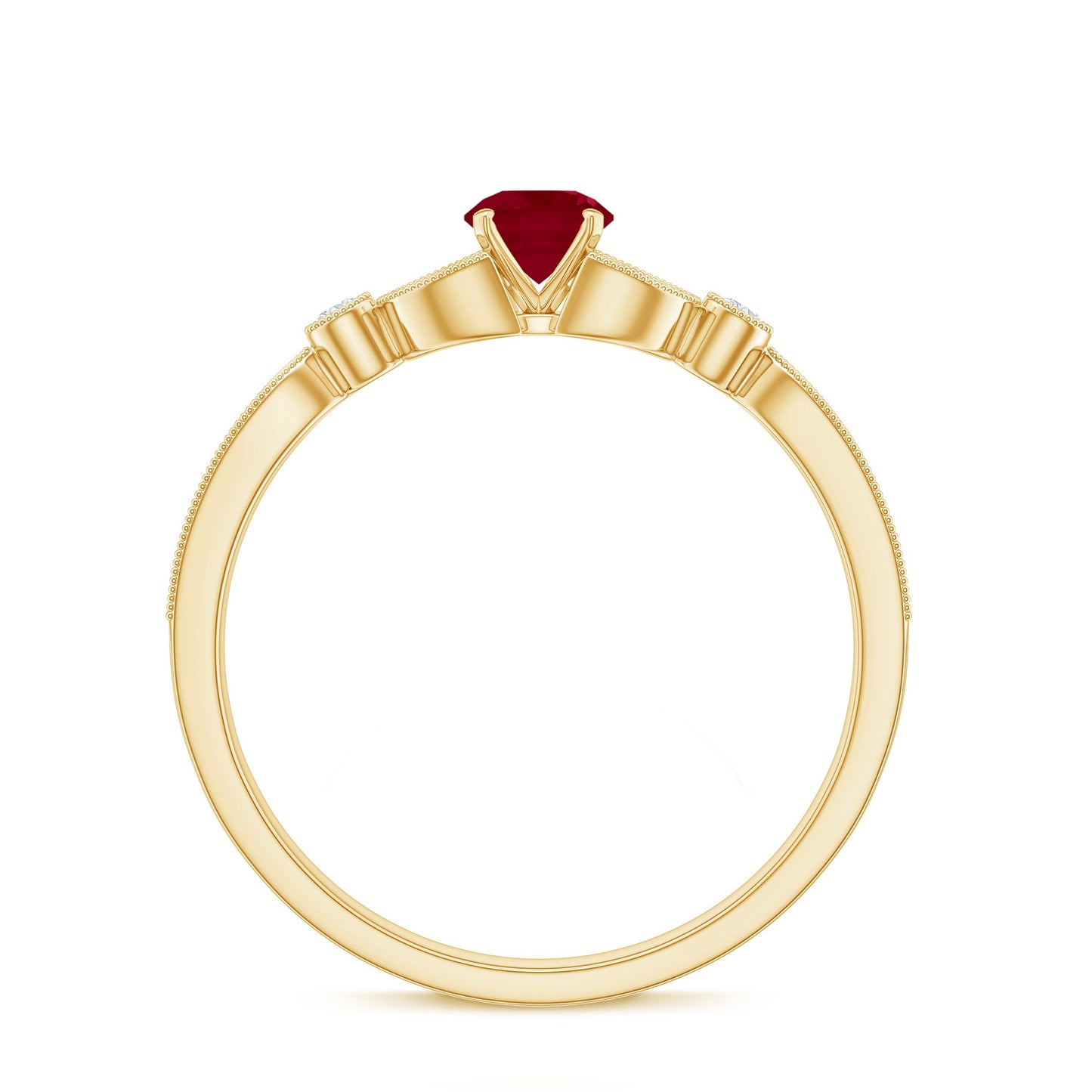 Vintage Style 0.6 Carat Ruby Diamond Engagement Ring for Women
