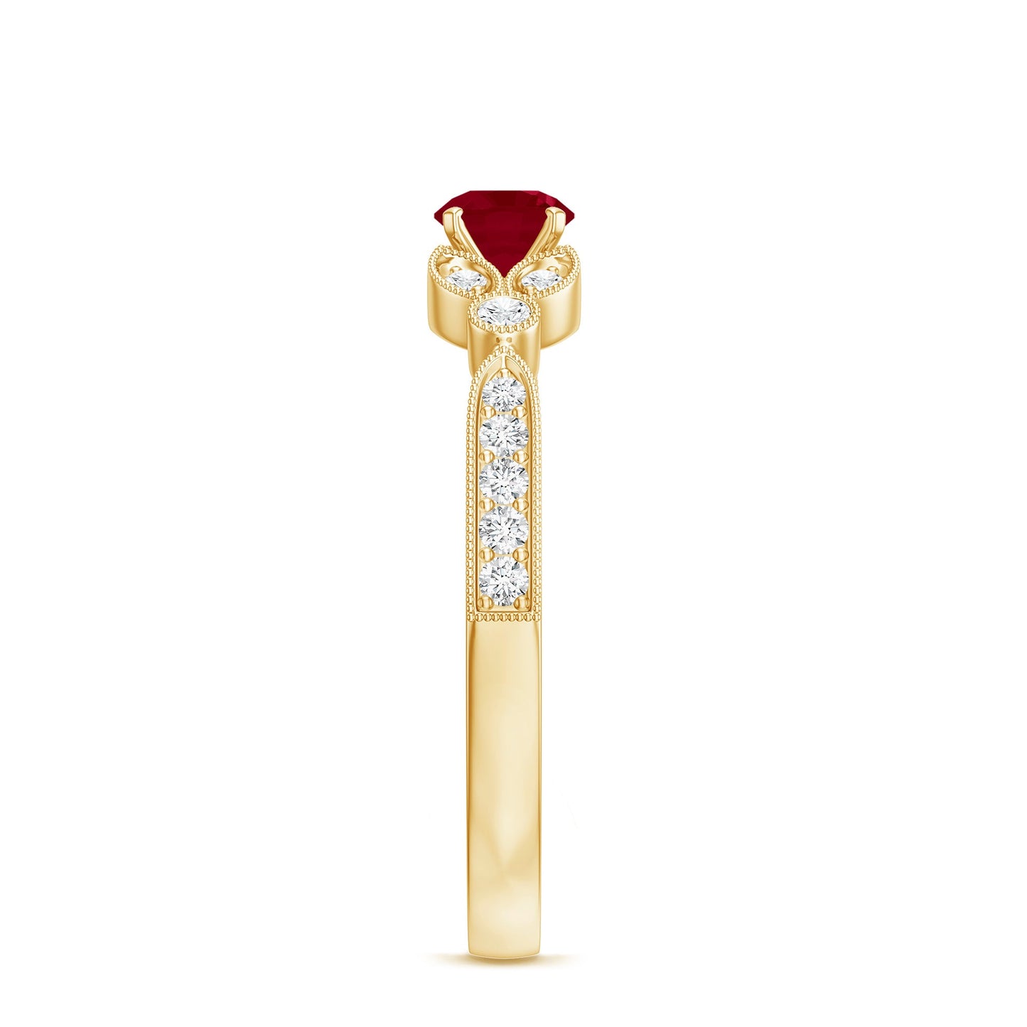 Vintage Style 0.6 Carat Ruby Diamond Engagement Ring for Women