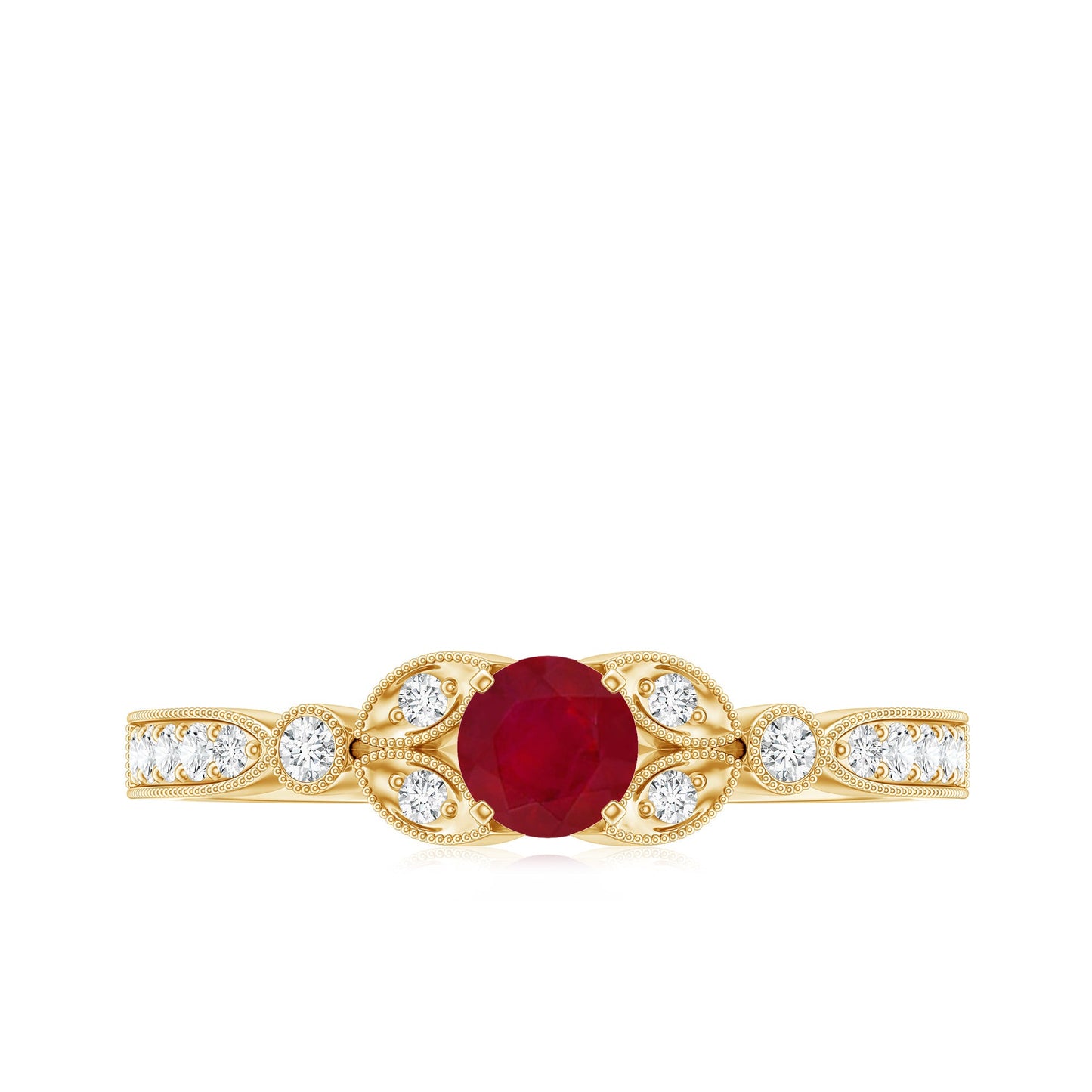 Vintage Style 0.6 Carat Ruby Diamond Engagement Ring for Women
