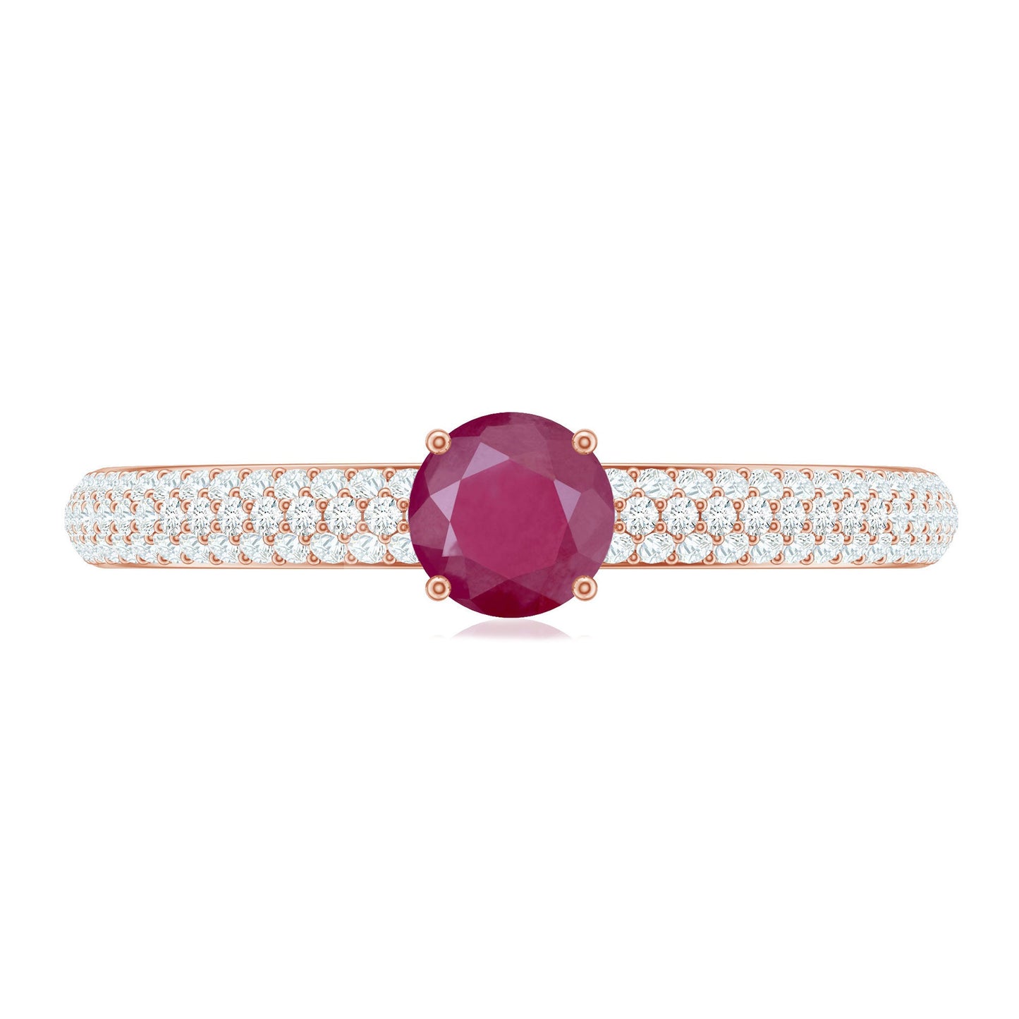 Natural Ruby Diamond Engagement Ring for Women