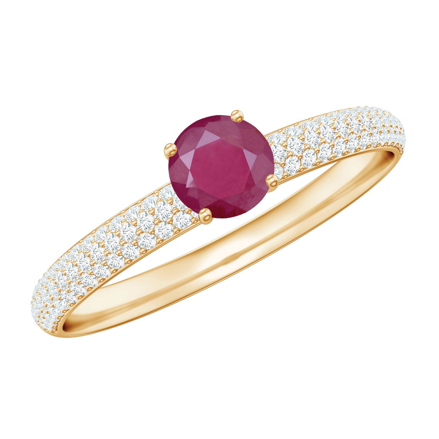 Natural Ruby Diamond Engagement Ring for Women