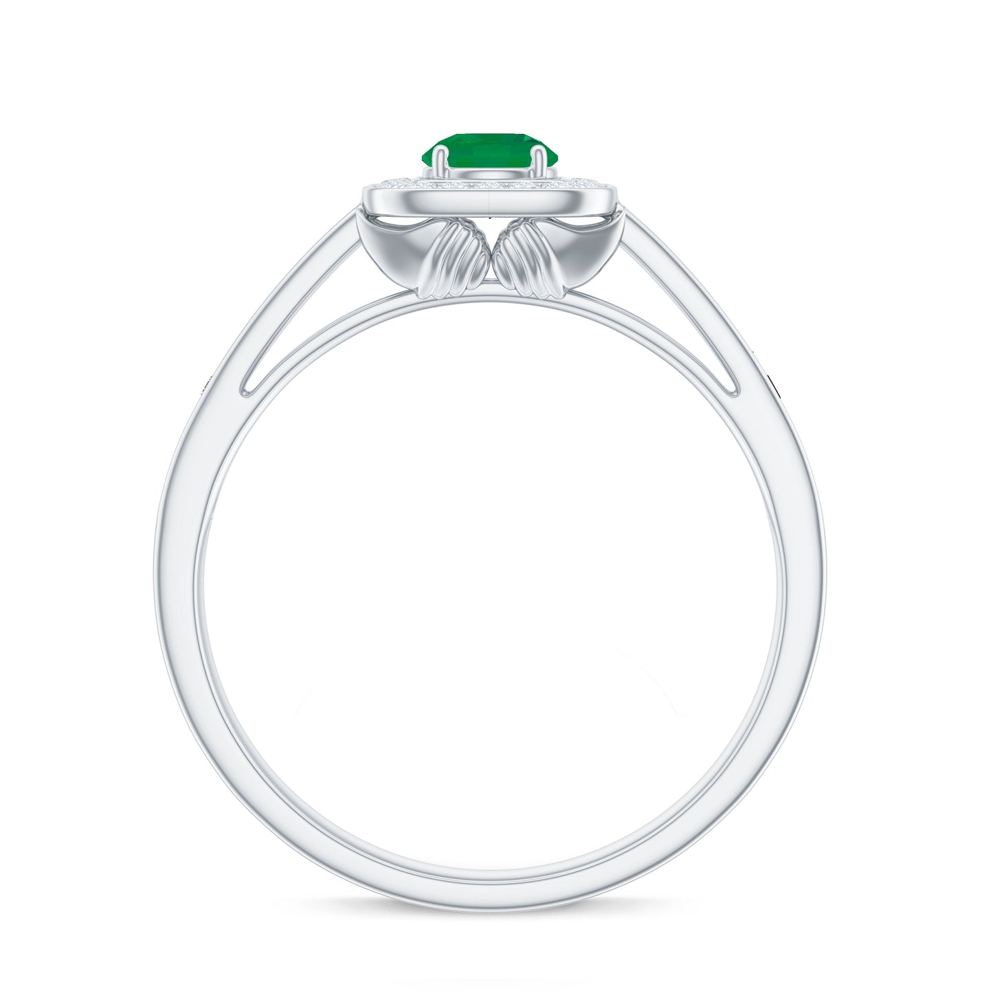 Real Half Carat Emerald Engagement Ring with Diamond Halo