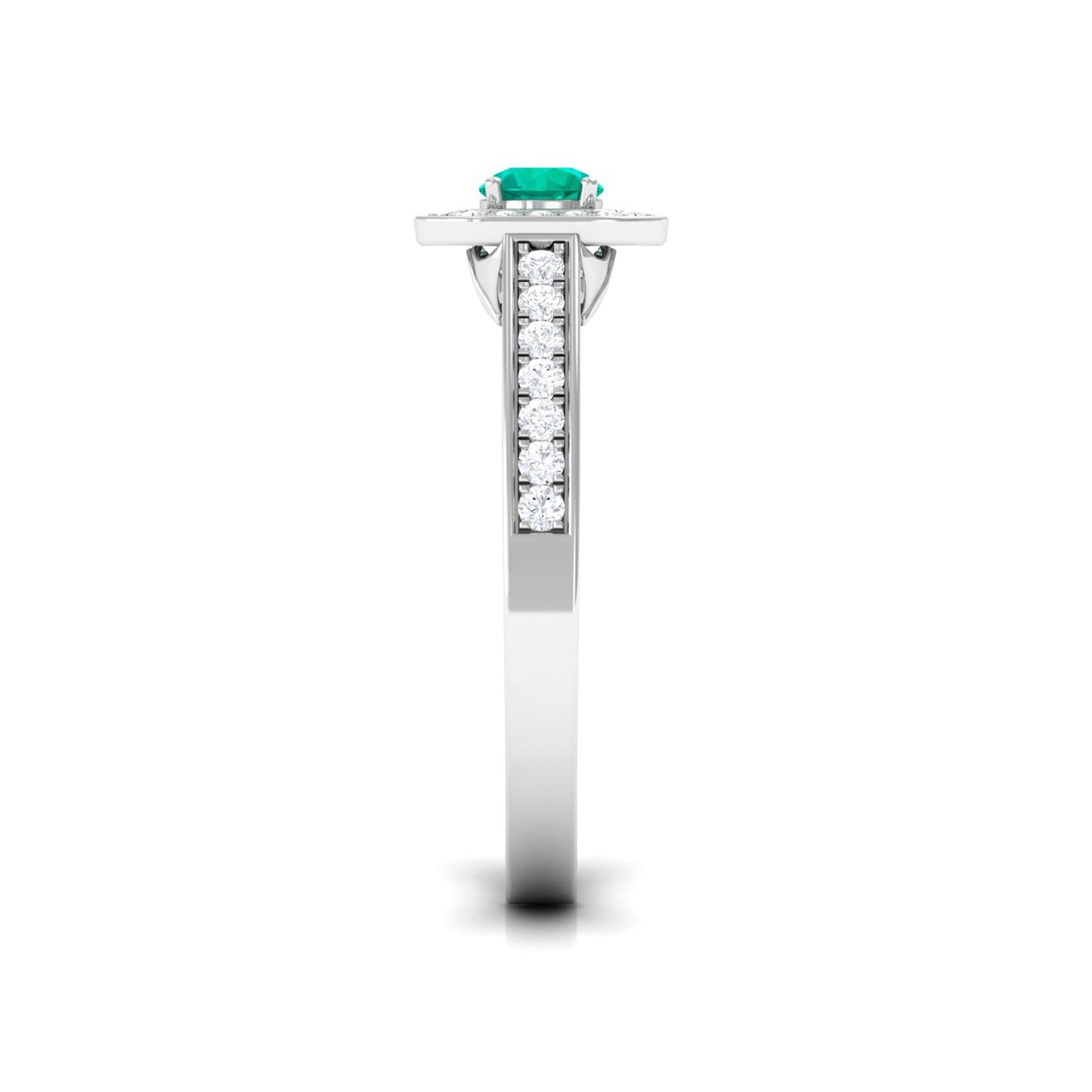 Real Half Carat Emerald Engagement Ring with Diamond Halo