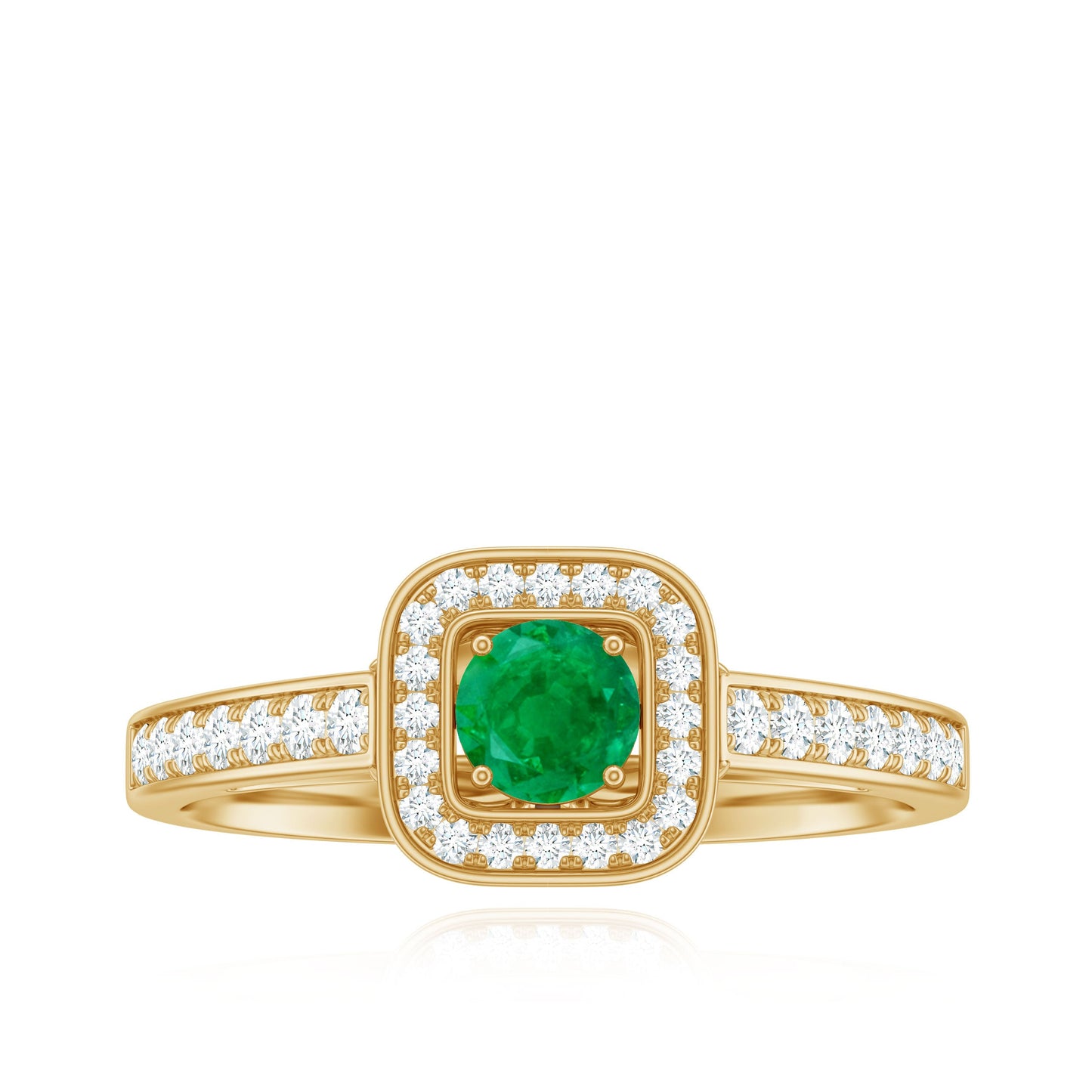 Real Half Carat Emerald Engagement Ring with Diamond Halo