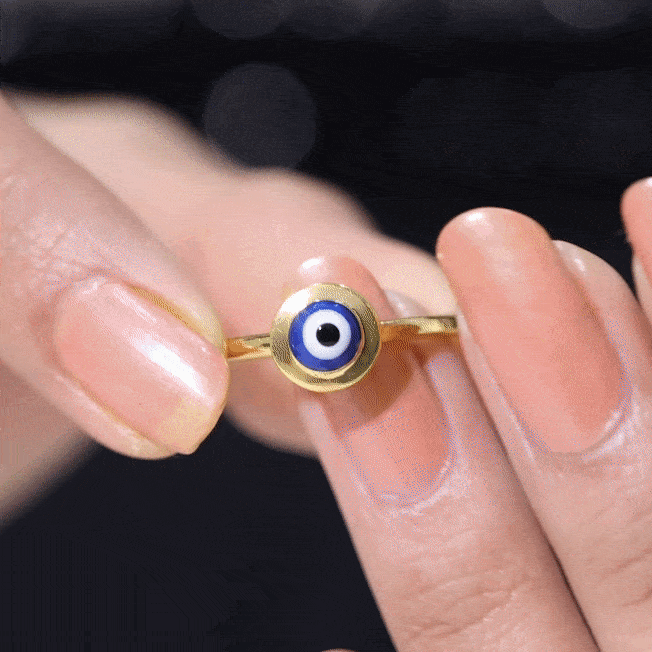 Enamel Evil Eye Promise Ring for Women