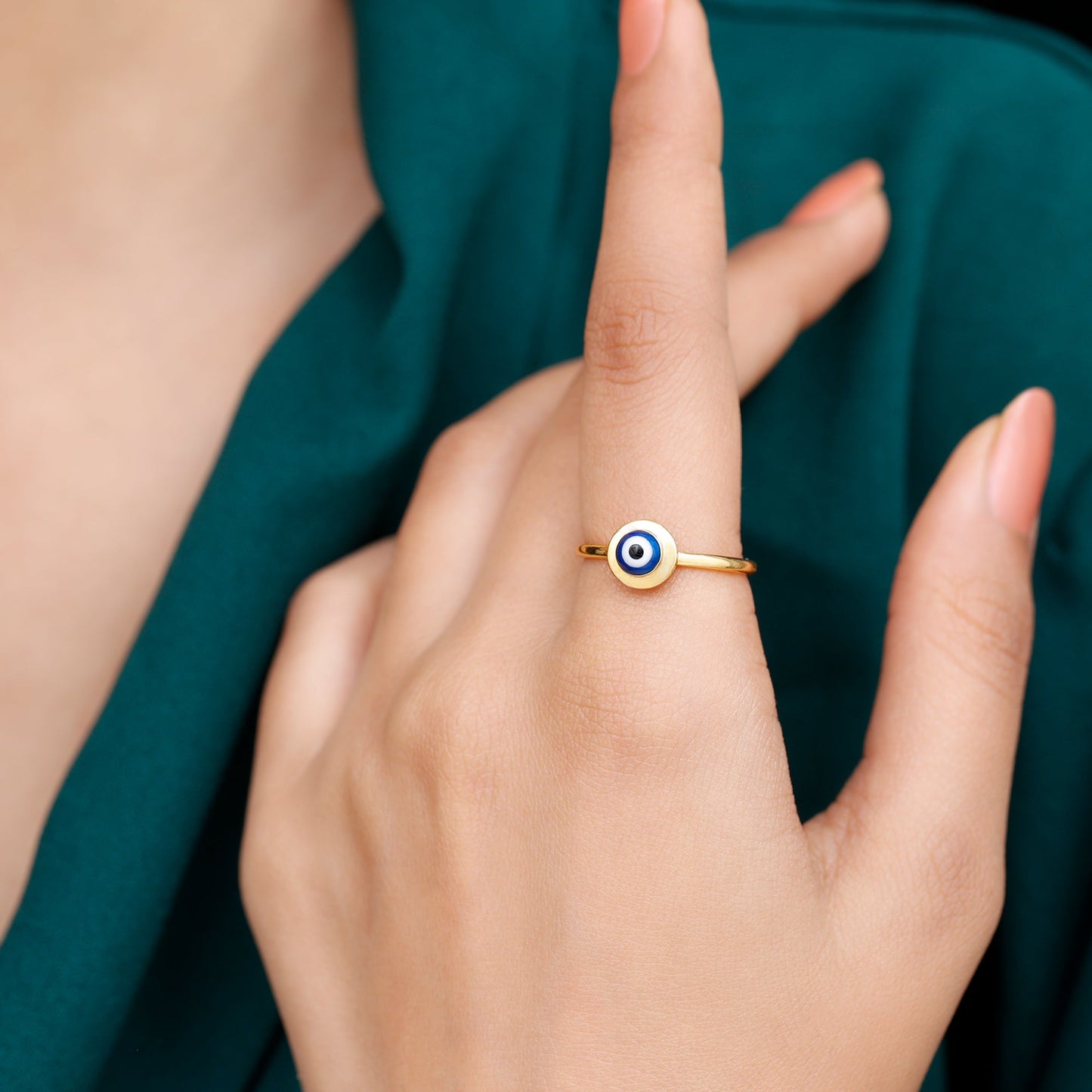 Enamel Evil Eye Promise Ring for Women