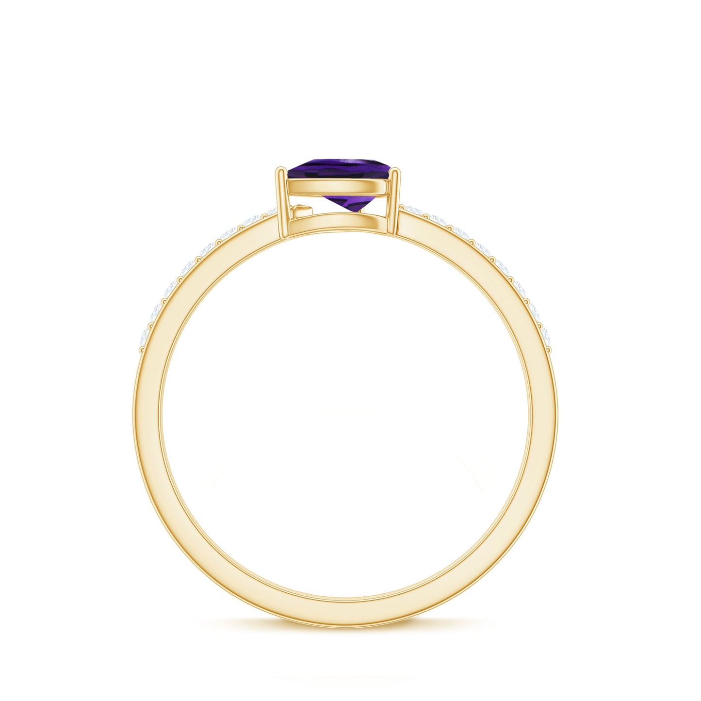 Natural 1 Carat Pear Shaped Amethyst Engagement Ring with Diamond