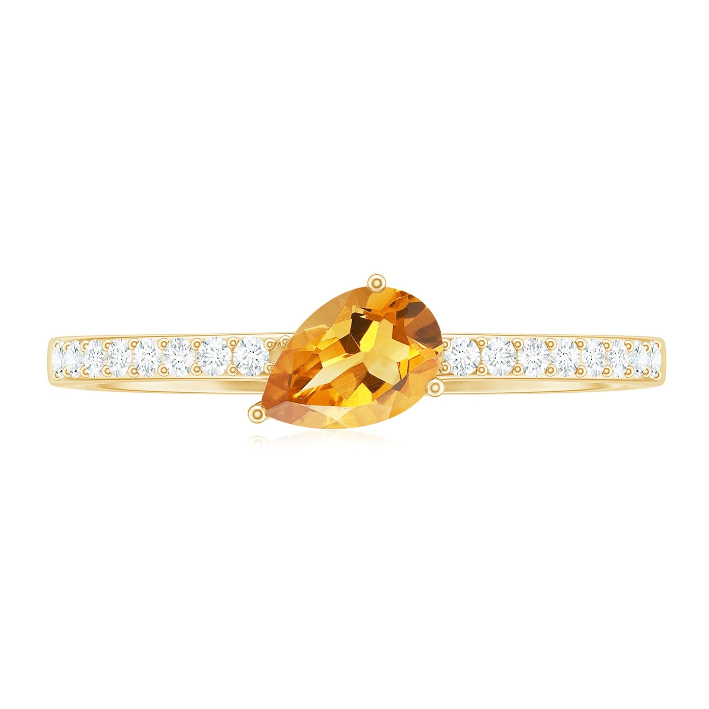 Natural Pear Shape Citrine Engagement Ring with Diamond