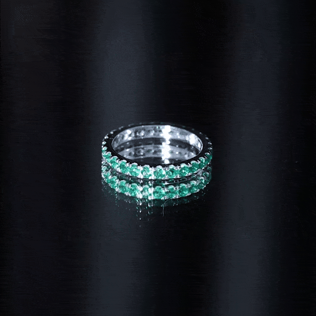 Certified Lab Grown Emerald Stackable Eternity Ring for Women