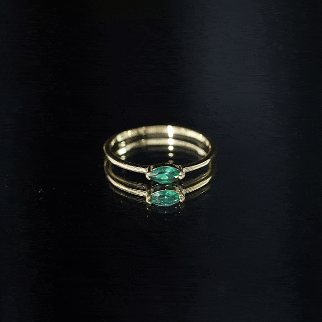 4X8 MM Marquise Lab Grown Emerald East West Promise Ring
