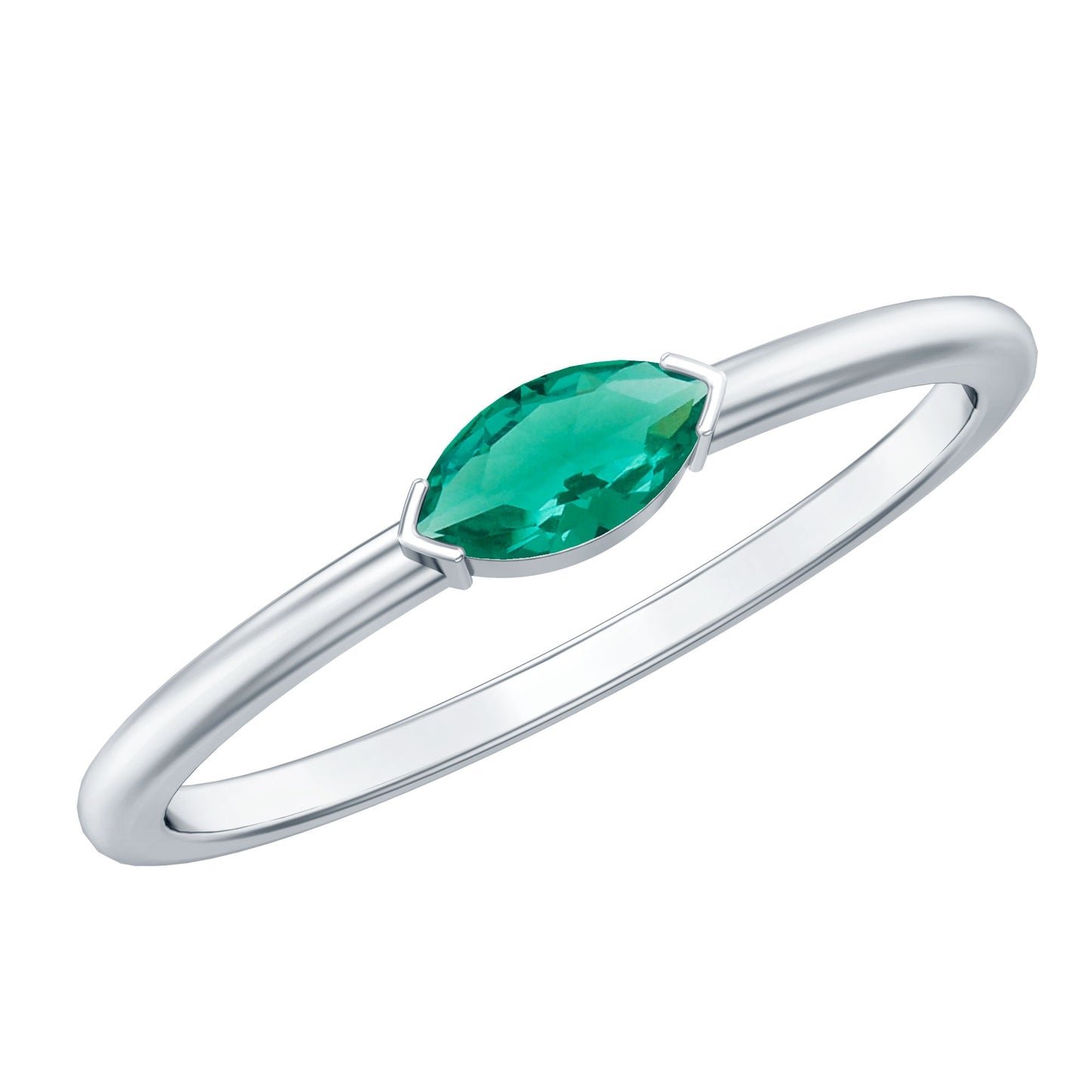 4X8 MM Marquise Lab Grown Emerald East West Promise Ring